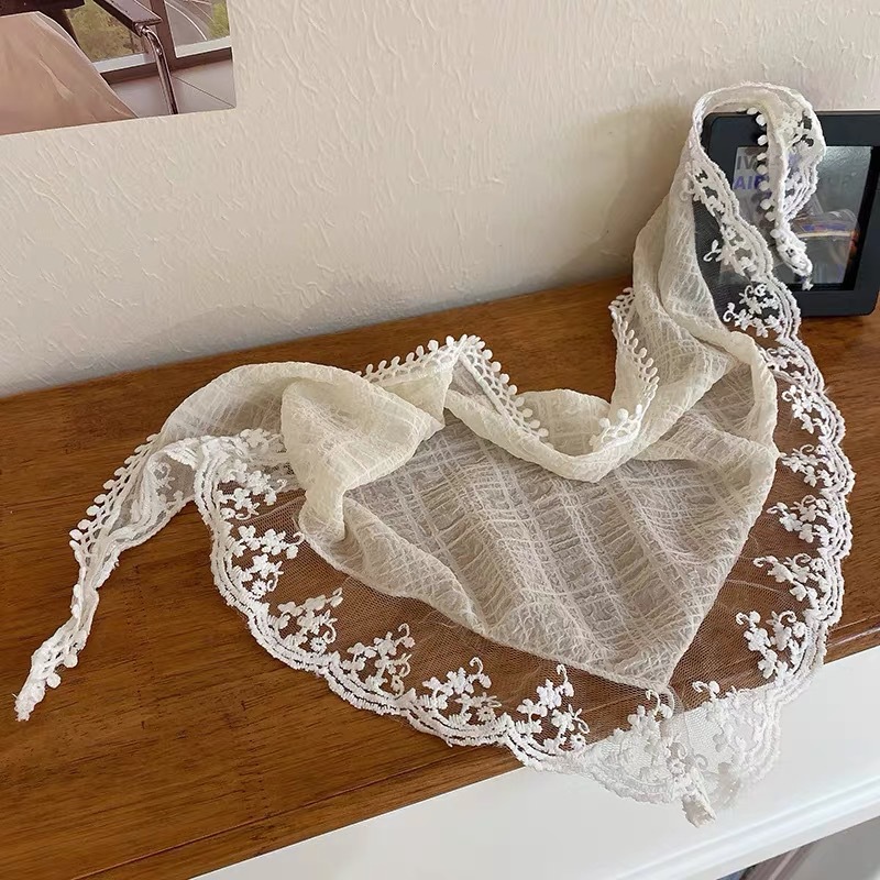 Travel Accessories Aesthetic - Moda laço triângulo lenço romântico floral